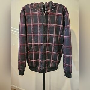 CHAMPS SPORTS MEN'S PLAID ZIPPERED HOODED LONG SLEEVED JACKET SIZE MEDIUM